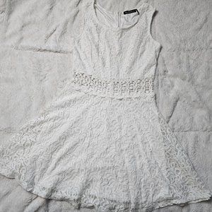 You Are Not Alone White Lined Lace Dress with Cut Out M